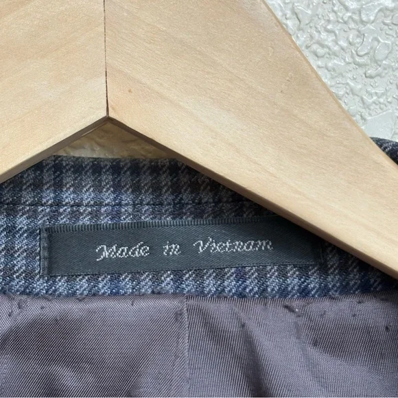 Lauren Ralph Lauren 48L Blue Brown Houndstooth Wool Blazer Sport Coat Academia
